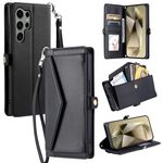 Per Samsung Galaxy S24 Ultra 5G Portafoglio Multi-Slot per schede Custodia in pelle per telefono (Nero)