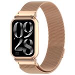 Per Xiaomi Mi Band 8 Pro Metal Frame + Milan Magnetico Acciaio Inossidabile Integrato Cinturino Orologio (Oro Rosa)