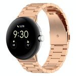 Per Google Pixel Watch 3 45mm Cinturino in metallo in acciaio inossidabile con tre perline (oro rosa)