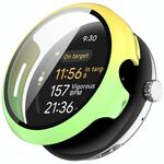 Per Google Pixel Watch 3 41mm PC + Pellicola temperata Custodia protettiva per orologio integrata (giallo + verde)