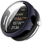 Per Google Pixel Watch 3 45mm PC + Pellicola temperata Custodia protettiva per orologio integrata (blu notte)