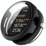 Per Google Pixel Watch 3 45mm PC + Pellicola temperata Custodia protettiva per orologio integrata (nero)