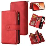 Per OPPO Reno12 F 5G Global Skin Feel Multi Card Slots Zipper Wallet Custodia per telefono in pelle (rosso)