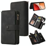 Per OPPO Reno12 F 5G Global Skin Feel Multi Card Slots Zipper Wallet Custodia per telefono in pelle (nero)