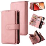 Per OPPO Reno12 F 5G Global Skin Feel Multi Card Slots Zipper Wallet Custodia per telefono in pelle (rosa)