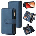 Per OPPO Reno12 F 5G Global Skin Feel Multi Card Slots Zipper Wallet Custodia per telefono in pelle (blu)