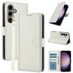 Per Samsung Galaxy S24+ 5G Custodia in pelle con slot per schede di colore puro con doppio cordino (bianco)
