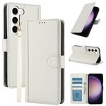 Per Samsung Galaxy S23+ 5G Custodia in pelle con slot per schede colore puro con doppio cordino (bianco)