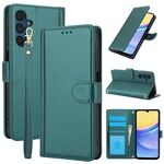 Per Samsung Galaxy S23 FE 5G Custodia in pelle con slot per schede di colore puro con doppio cordino (verde)