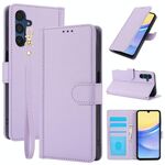 Per Samsung Galaxy S23 FE 5G Custodia in pelle con slot per schede di colore puro con doppio cordino (viola)