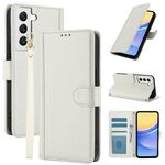 Per Samsung Galaxy S22+ 5G Custodia in pelle con slot per schede colore puro con doppio cordino (bianco)