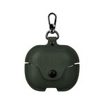 Per Samsung Galaxy Buds 3 Custodia protettiva in pelle Bluetooth per auricolari Business con gancio (verde)