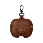 Per Samsung Galaxy Buds 3 Custodia protettiva in pelle per auricolari Bluetooth con gancio (marrone chiaro)