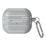 Per Samsung Galaxy Buds3 / 3 Pro Custodia protettiva per auricolari in fibra di carbonio con moschettone (grigio)
