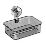 Porta fazzoletti da bagno senza perforazione, porta fazzoletti da parete con ventosa, stile: piccolo, grigio trasparente