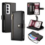 Per OPPO Reno12 Global Nine Card-slot Zipper Wallet Bag Custodia in pelle per telefono (nero)