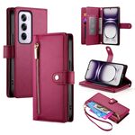Per OPPO Reno12 Pro Global Nine Card-slot Zipper Wallet Bag Custodia in pelle per telefono (rosso)