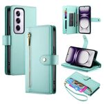 Per OPPO Reno12 Pro Global Nine Card-slot Zipper Wallet Bag Custodia in pelle per telefono (verde menta)
