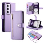 Per OPPO Reno12 Pro Global Nine Card-slot Zipper Wallet Bag Custodia in pelle per telefono (viola)