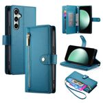 Per Samsung Galaxy S24 FE 5G Custodia in pelle con cerniera e nove slot per schede (blu)