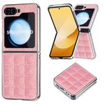 Per Samsung Galaxy Z Flip6 Custodia per telefono in PU con glitter quadrato galvanico (rosso rosa)