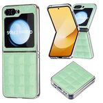 Per Samsung Galaxy Z Flip6 Custodia per telefono in PU con glitter quadrato galvanico (verde)