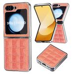 Per Samsung Galaxy Z Flip6 Custodia per telefono in PU con glitter quadrato galvanico (arancione)