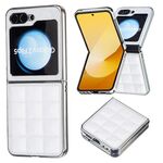 Per Samsung Galaxy Z Flip6 Custodia per telefono in PU con glitter quadrato galvanico (bianco)