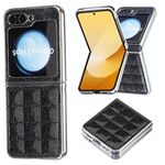 Per Samsung Galaxy Z Flip6 Custodia per telefono in PU con glitter quadrato galvanico (nero)