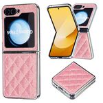 Per Samsung Galaxy Z Flip6 Custodia per telefono in PU glitterato rombico galvanico (rosso rosa)