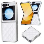 Per Samsung Galaxy Z Flip6 Custodia per telefono in PU glitterato rombico galvanico (bianco)