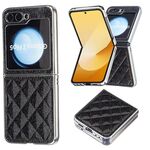 Per Samsung Galaxy Z Flip6 Custodia per telefono in PU glitterato rombico galvanico (nero)