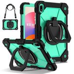 Per Huawei Matepad SE 11 2024 Custodia per tablet PC ibrida in silicone con robot a contrasto (nero verde menta)
