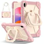 Per Huawei Matepad SE 11 2024 Custodia per tablet PC ibrida in silicone con robot a contrasto di colore (oro rosa beige)