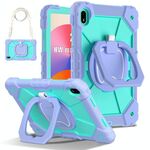 Per Huawei Matepad SE 11 2024 Custodia per tablet PC ibrida in silicone con robot a contrasto (viola, verde menta)