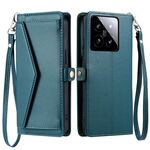 Per Xiaomi 14 Portafoglio Multi-Slot per Carte Custodia in Pelle per Telefono con Laccetto (Verde)