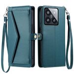 Per Xiaomi 14 Pro Portafoglio Multi-Slot per Carta Custodia per Telefono in Pelle con Laccetto (Verde)
