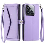Per Xiaomi 14 Pro Portafoglio Multi-Slot per Carta Custodia in Pelle per Telefono con Lanyard (Viola)