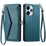 Per Redmi 13 4G Portafoglio Multi-Slot per Scheda Custodia in Pelle per Telefono con Laccetto (Verde)