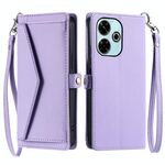 Per Redmi 13 4G Portafoglio Multi-Slot per Scheda Custodia in Pelle per Telefono con Lanyard (Viola)