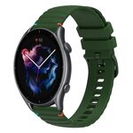 Per Amazfit Watch Sport 3 cinturino in silicone ondulato punteggiato cucito da 22 mm (verde militare)