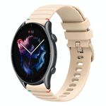 Per Amazfit Watch Sport 3 Cinturino in silicone ondulato punteggiato cucito da 22 mm (color crema)