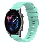 Per Amazfit Watch Sport 3 Cinturino in silicone ondulato punteggiato cucito da 22 mm (verde acqua)