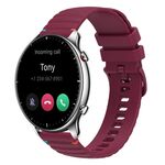 Per Amazfit Watch GTR 2 Cinturino in silicone ondulato punteggiato cucito da 22 mm (rosso vino)