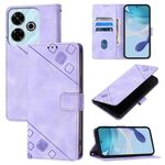 Per Redmi 13 4G Custodia in pelle goffrata effetto pelle (viola chiaro)