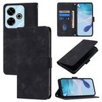 Per Redmi 13 4G Custodia in pelle goffrata effetto pelle (nero)