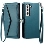 Per Samsung Galaxy S22 5G Portafoglio Multi-Slot per Scheda Custodia in Pelle per Telefono con Laccetto (Verde)