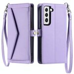 Per Samsung Galaxy S22 5G Portafoglio Multi-Slot per Scheda Custodia in Pelle per Telefono con Lanyard (Viola)
