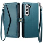 Per Samsung Galaxy S22+ 5G Portafoglio Multi-Slot per Scheda Custodia in Pelle per Telefono con Laccetto (Verde)
