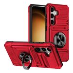 Per Samsung Galaxy S23 5G TPU Hybrid PC antiurto Card Phone Case con supporto ad anello in metallo (rosso)